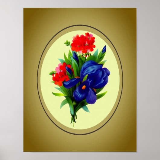 Blaue Iris-Blumenstrauß-Blumenkunst Poster (Vorne)