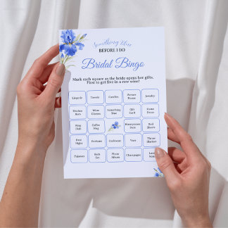 Blaue Iris Etwas Blaues Brautparty-Spiel Bingo Einladung