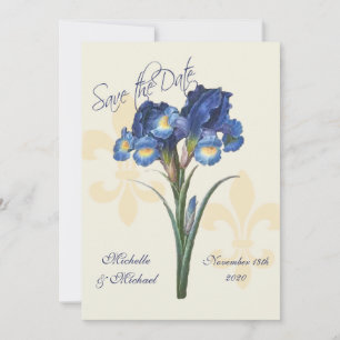 Blaue Iris Fleur de Lis Save-the-Date-Karte Save The Date