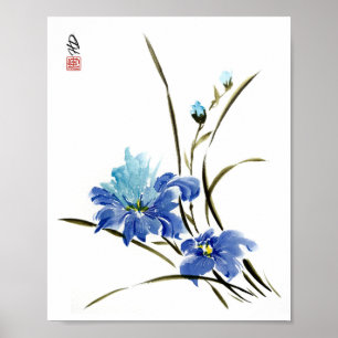 Blaue Iris Harmonie Poster