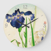 Blaue Iris - japanischer Aquarelldruck Große Wanduhr (Vorderseite)