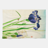Blaue Iris - japanischer Aquarelldruck Handtuch (Horizontal)