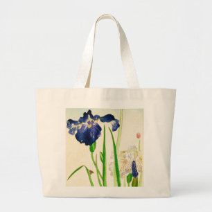 Blaue Iris - japanischer Aquarelldruck Jumbo Stoffbeutel