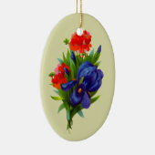 Blaue Iris-rote Blumen-Kunst-Verzierung Keramikornament (Rechts)