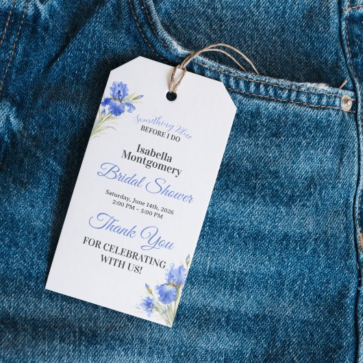 Blaue Iris Something Blue Brautparty-Dankeschön Geschenkanhänger