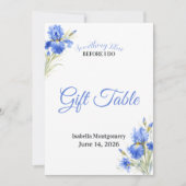 Blaue Iris Something Blue Brautparty-Geschenktisch (Vorderseite)