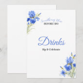Blaue Iris Something Blue Brautparty-Getränke-Schi Einladung (Vorne/Hinten)