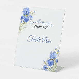 Blaue Iris Something Blue Brautparty-Tischnummer Sockelschild