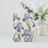 Blaue Irisblüten Postkarte (Stehend Vorderseite)