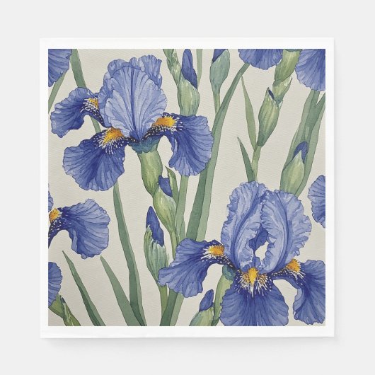 Blaue Irisblüten Serviette (Vorderseite)