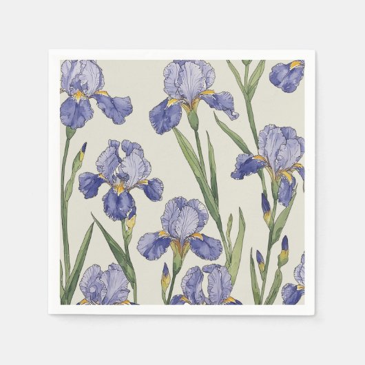 Blaue Irisblüten Serviette (Vorderseite)