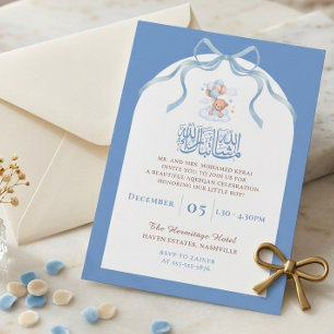 Blaue islamische Aqiqah für Babyjungen Einladung