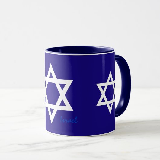 Blaue israelische Patriot-Tasse, israelische Flagg Tasse (VorderseiteRechts)