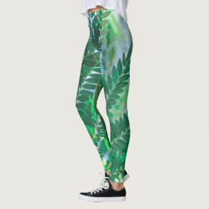 Blaue Jacaranda Baum Blätter Grüne Farben Leggings