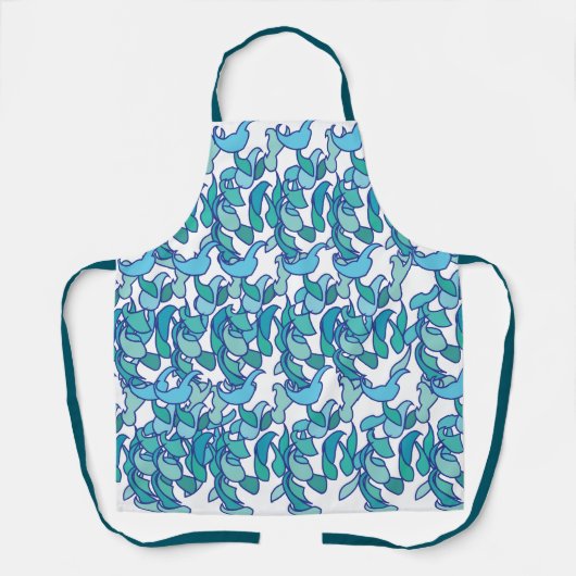 Blaue Jade Reben-Blumen-Blüten Schürze (Vorderseite)