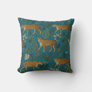 Blaue Jaguar-Botanik-Kissen Kissen