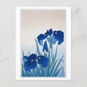 Blaue japanische Holzschnitt-Iris im Vintage-Stil Postkarte