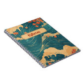 Blaue japanische Wave Cherry Blüten Klassisches Mu Notizblock (Rechte Seite)