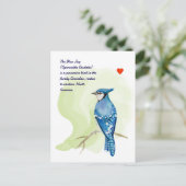 Blaue Jay-Aquarellmalerei Postkarte (Stehend Vorderseite)