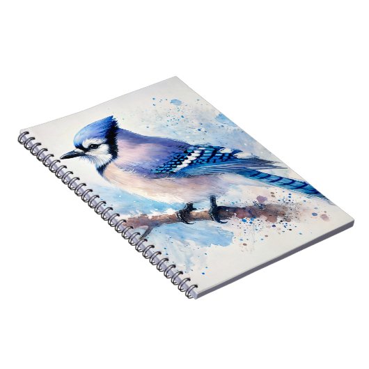 Blaue Jay auf Aquarellmalerei Notizblock (Rechte Seite)