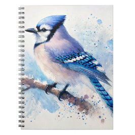 Blaue Jay auf Aquarellmalerei Notizblock