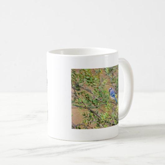 Blaue Jay auf Myrtle aus Südwax Kaffeetasse (VorderseiteRechts)