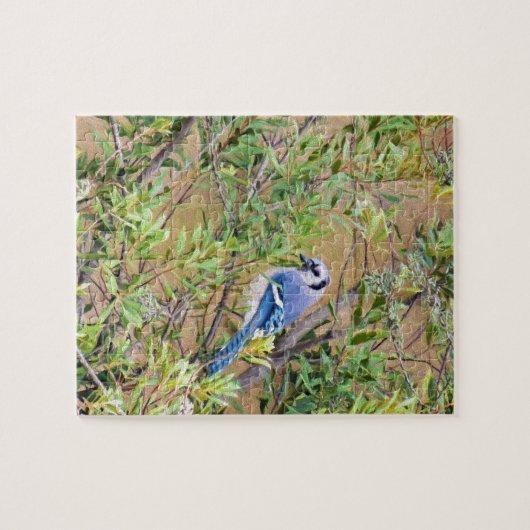 Blaue Jay auf Myrtle aus Südwax Puzzle (Horizontal)