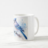 Blaue Jay auf Zweigkunst Kaffeetasse (VorderseiteRechts)