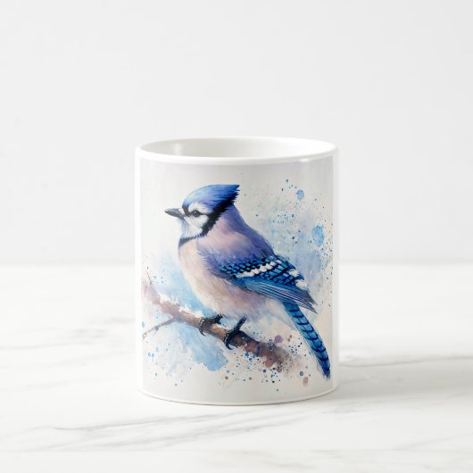 Blaue Jay auf Zweigkunst Kaffeetasse (Mittel)