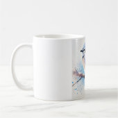 Blaue Jay auf Zweigkunst Kaffeetasse (Links)