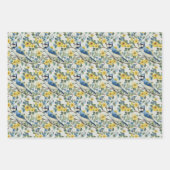 Blaue Jay Bird Branchen und Blüten Geschenkpapier Set (Vorderseite)