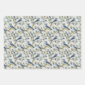 Blaue Jay Bird Branchen und Blüten Geschenkpapier Set (Vorderseite 2)