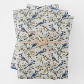 Blaue Jay Bird Branchen und Blüten Geschenkpapier Set (Beispiel)
