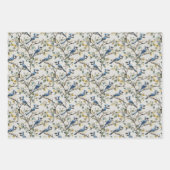 Blaue Jay Bird Branchen und Blüten Geschenkpapier Set (Vorderseite)