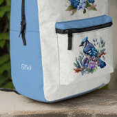 Blaue Jay Blume und optionale Monogramm-Initialen Bedruckter Rucksack