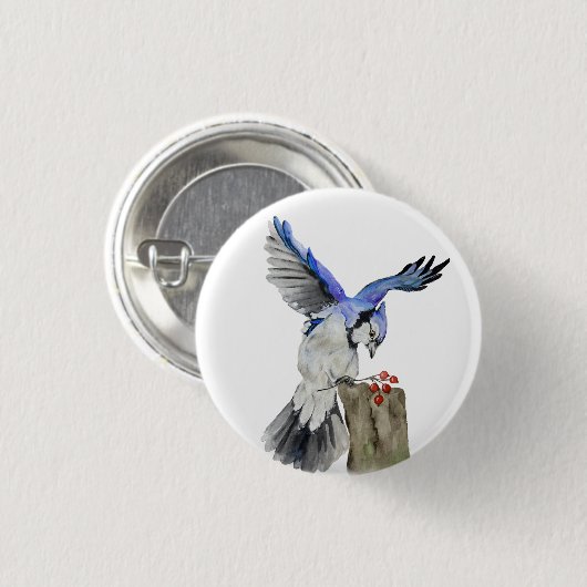 Blaue Jay Button (Vorne & Hinten)