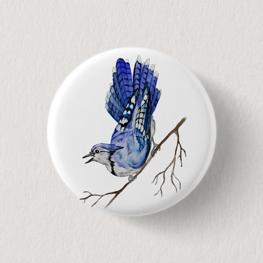 Blaue Jay Button (Vorderseite)