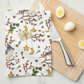 Blaue Jay, Cookies, rote Berries, Geschenke, Winte Geschirrtuch (Viertel Falte)