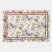 Blaue Jay, Cookies, rote Berries, Geschenke, Winte Geschirrtuch (Horizontal)