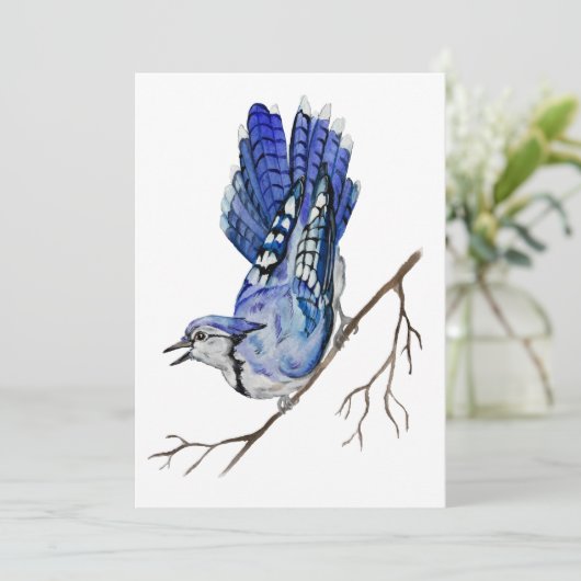 Blaue Jay Einladung (Stehend Vorderseite)