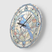 Blaue Jay-festgehaltene Glass Bluejay-Vogeluhr Große Wanduhr (Winkel)