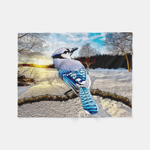 Blaue Jay-Fleece-Decke Fleecedecke