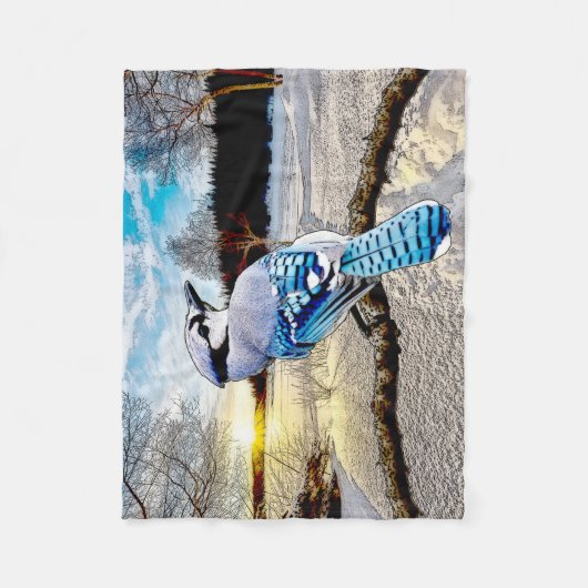 Blaue Jay-Fleece-Decke Fleecedecke (Vorderseite)