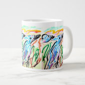 Blaue Jay fliegen Frühjahr-Zeit Jumbo-Tasse (Vorderseite Rechts)