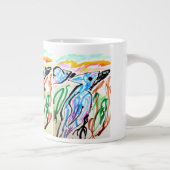 Blaue Jay fliegen Frühjahr-Zeit Jumbo-Tasse (Rechts)