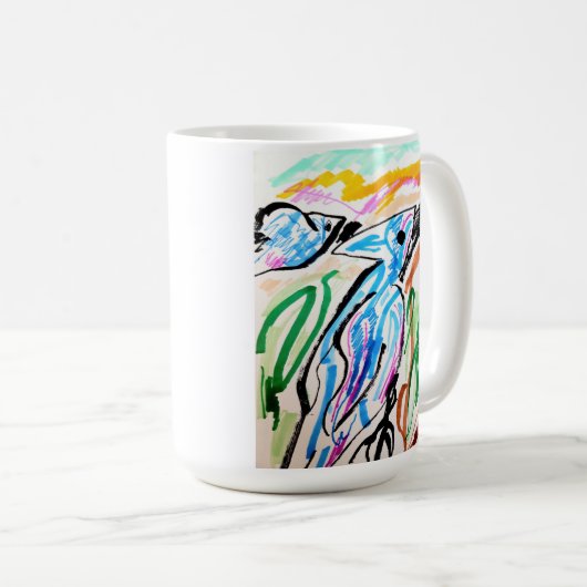 Blaue Jay fliegen Frühjahr-Zeit Kaffeetasse (VorderseiteRechts)
