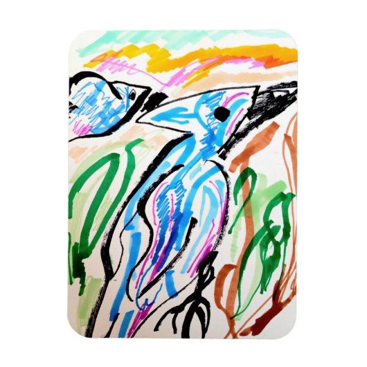 Blaue Jay fliegen Frühjahr-Zeit Magnet (Vertikal)