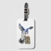 Blaue Jay Gepäckanhänger (Vorderseite Vertikal)