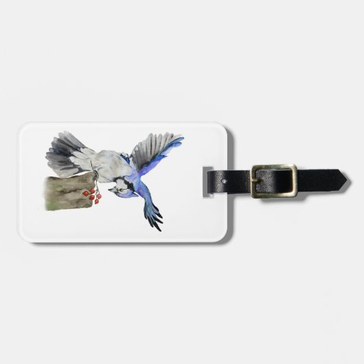 Blaue Jay Gepäckanhänger (Vorderseite horizontal)