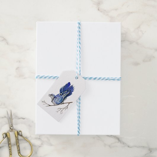 Blaue Jay Geschenkanhänger (Mit Garn)